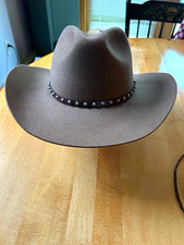 Custom Made Brown Western Cowboy Hat Studded Band Braided Tassel Size 7 1/8 picture