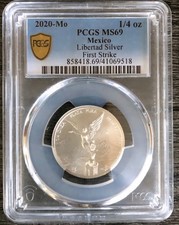 2020-Mo PCGS MS69 Mexico Libertad Silver 1/4 Oz First Strike  picture