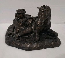 UNIVERSAL STATUARY OLD WEST COWBOY WITH HORSE WESTERN ART ORIGINAL FIGURINE picture