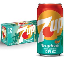 7UP Tropical Caffeine Free Lemon Lime Mango Peach Soda Pop(12 fl oz 12 pack can) picture