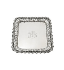 ANTIQUE DOMINICK & HAFF 925 STERLING SILVER HANDMADE REPOUSSÉ SQUARE TRAY picture