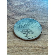 Vintage Diane Balit Hand Painted Copper Enamel Tree Brooch Pin Signed picture