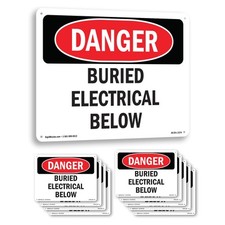 Buried Electrical Below OSHA Danger Sign Metal, Plastic, Or Decal - 5 or 10 Pack picture