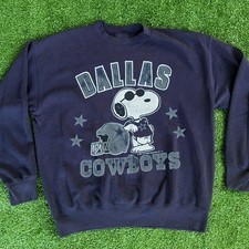 Vtg Dallas Cowboys Sn00py Cartoon Rare Design Navy Crewneck Sweatshirt RM3714 picture