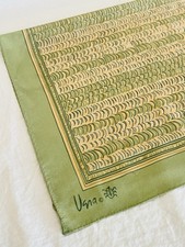 Vintage Vera Silk Scarf or Foulard with Green and Peach Graphic Pattern picture