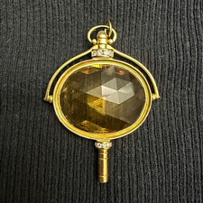 Monica Rich Kosann 18K Yellow Gold Citrine Moonstone Diamond Key Pendant