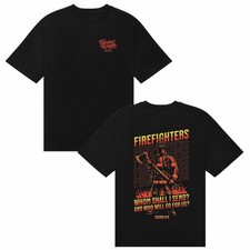 Firefighter Isaiah 68 Bible Verse Black Graphic T-Shirt picture