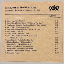 Elton John & Tim Rice AIDA US Promo CDr 1999 Mega rare Rocket Records 1/28/99 picture