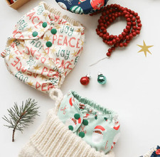 NWT - Esembly Cloth Diaper Outers - Holiday Prints -  🎄☃️❆🎅 ⭐ picture