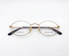Vintage 1990s Gucci Gold Stainless Steel Oval Eyeglasses | Authentic NOS Frames picture