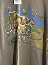 Vtg,Hazelwoods,New Old Stock Wraparound T-Shirt,mountain Lion &Deer, Lg,Lt,Brown picture
