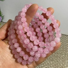 8mm Rose Quartz Stone Bracelet 8mm Pink Crystal Stretch Bracelet Handmade 5pcs picture