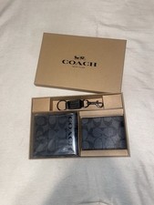 Coach Men's 3-in-1 Wallet Set Signature Black/Black/Oxblood NWT Box Included New picture