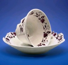 Antique Minton Early 19th Century Tea Cup & Saucer Pattern No. 5 Purple Floral picture