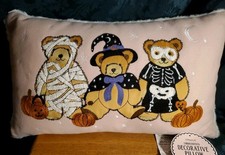 Envogue Halloween Teddy Bears in Costumes Embroidered  Decorative Pillow 14