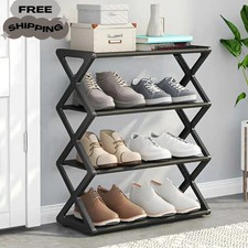 4 Tier Shoe Rack, Narrow Stackable Shoe Storage Organizer Shelf picture