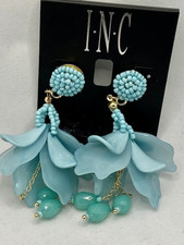 Inc Gold-Tone Bead & Shaky Petal Drop Earrings TEAL New with card and tag picture