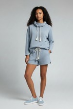TALBOTS NWT Blue Heather  Terry Hoodie (Sz XL) & Shorts (Sz L) Set picture