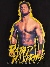  RARE HARD TO FIND CHRIS BENOIT RABID WOLVERINE SHIRT XL 👇👀👇 picture
