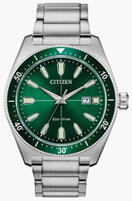 Citizen AW1598-70X Brycen Eco-drive Date 100m Watch - Silver Stainless / Green picture