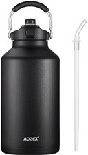 1 Gallon Insulated Water Bottle w/ Straw, Large 128oz Stainless Steel Big Sports picture