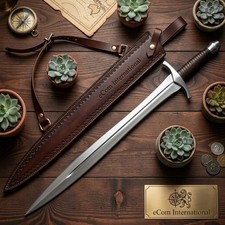 Hand Forged Viking Sword 1095 High Carbon Steel Full Tang Functional Blade picture