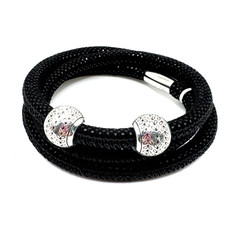 Brighton Woodstock Black Sparkle Triple Bracelet 23in NWT + Tranquility Beads picture