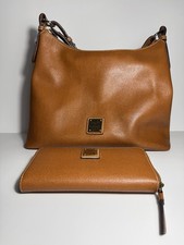 Dooney & Bourke Cognac/Brown Purse Leather Hobo Shoulder Bag Matching Wallet picture
