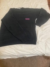 vintage 1990s Yamaha knitted crewneck sweater featuring horizontal ribbed textur picture