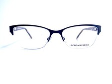 New BCBG Maxazria Black Cat Eye Half Rim Glasses Marble Temples Kana 53 17 135 picture