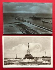 2 x Postcard Warnemünde 1922/27 extending ferry and outer West Pier (100830 picture
