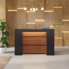 Reception Desk with LED Lights, 63 Inches Front Counter Desk for Office,Checkout picture