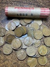 1939-S LINCOLN WHEAT CENT ROLL  50 Coins Good to Fine picture