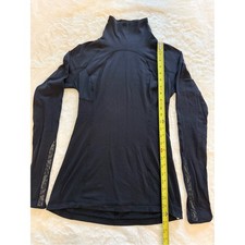 Lululemon Athletica Black Long Sleeve Funnel Neck Mesh Panel Top Size 6 picture