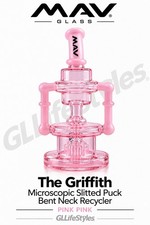 MAV GLASS The Griffith Microscopic Slitted Puck Bent Neck Recycler COLOR PINK picture