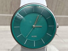 ALESSI AL8009 Quartz Watch Green White Leather Strap Ready to Use Genuine picture