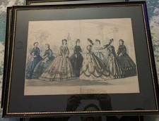 Lot 4 Framed Hand-Colored Fashion Prints Frank Leslie’s Lady’s Magazine 1863 64 picture
