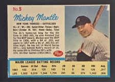 1962 Post - Mickey Mantle #5 Rare Post Logo on Back; Stats in Yellow Box EX picture