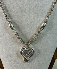 Brighton Blaire Heart Silver Rolo Chain Necklace with Puffed Heart Pendant picture