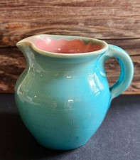 Vintage 1949 Pisgah Forest NC Pottery Turquoise Creamer Sugar  picture