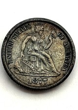 1877-CC Seated Liberty Dime VF/XF Details Cleaned Carson City Coin picture