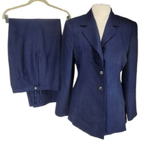 M.T MORGAN TAYLOR Studio Womens Pantsuit Size 12 Blue Straight Leg Pant  104P picture