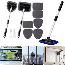10Pcs Car Windshield Cleaner Kit Extendable Handle Reusable Microfiber Pad Brush picture