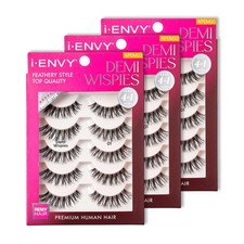 iENVY Demi Wispies False Lashes 15 Pairs Human Hair Natural Volume 3 Pack picture