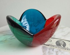 1958 BLENKO #5831 - Tri-Color Lobed Bowl - HUSTED - MCM Art Glass picture