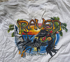 Vintage Raven 2XL White Cotton Crew Neck Short Sleeve Virginia Beach Graphic Tee picture