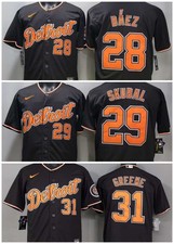 ​​Tariffs​ Free DET Tigers Black Cool Base Sewn Stitched Jersey. picture