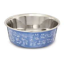 Vibrant Life Large 7.5-Cup Stainless Steel Dog Printed Pet Bowl, Navy picture