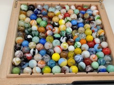 2.5lbs+ of MINT- to MINT Sorted Vintage Marbles in Cigar Box Great Variety picture