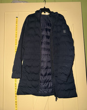 Lole Women’s Navy Long Hooded Puffer Coat Full Zip Polyester Regular Size L picture